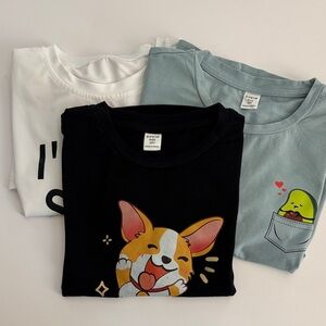 SHEIN Kids Short Sleeve Tees - White, Black, Blue